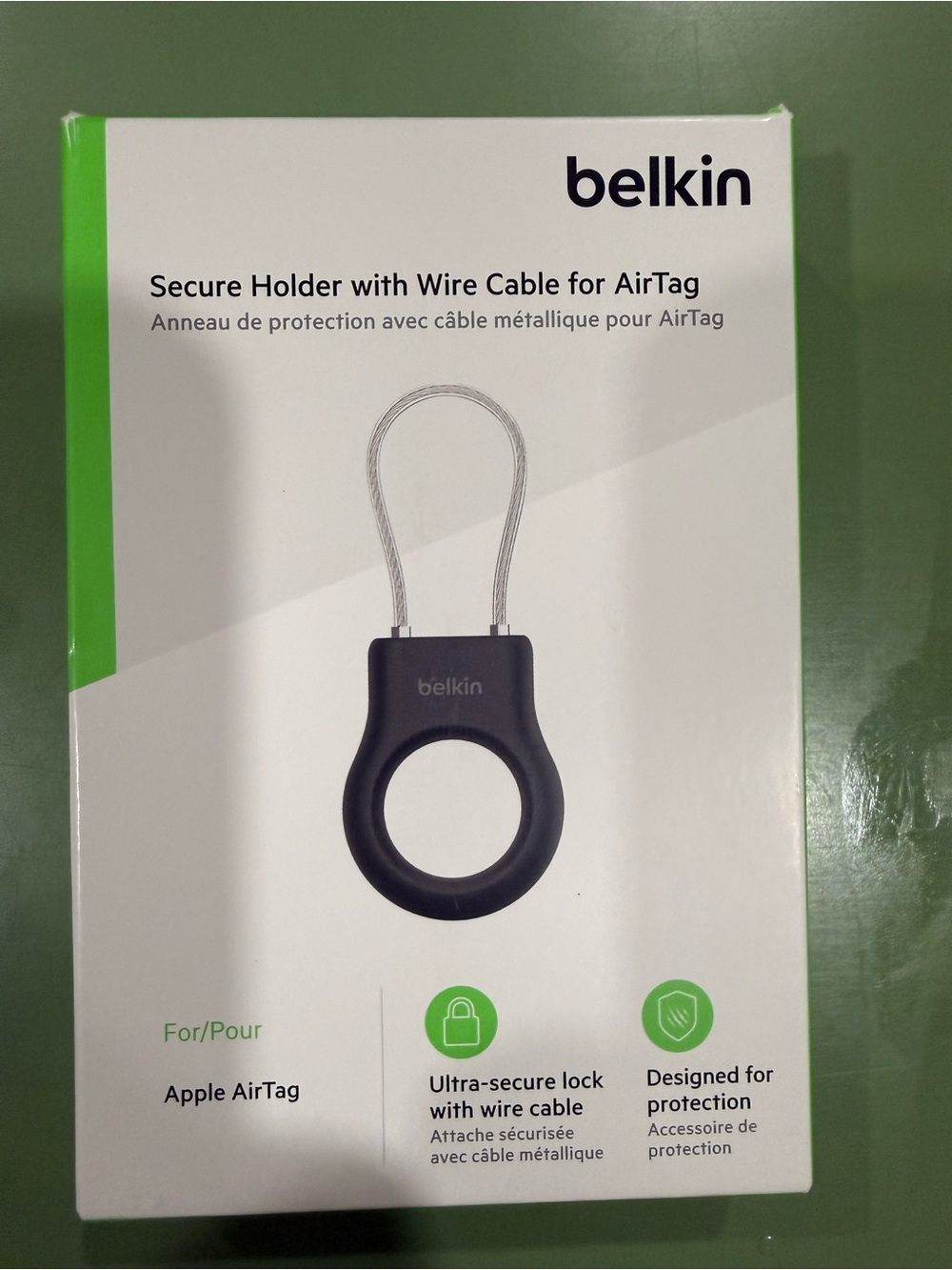 belkin Black Secure Holder with Wire Cable for AirTag